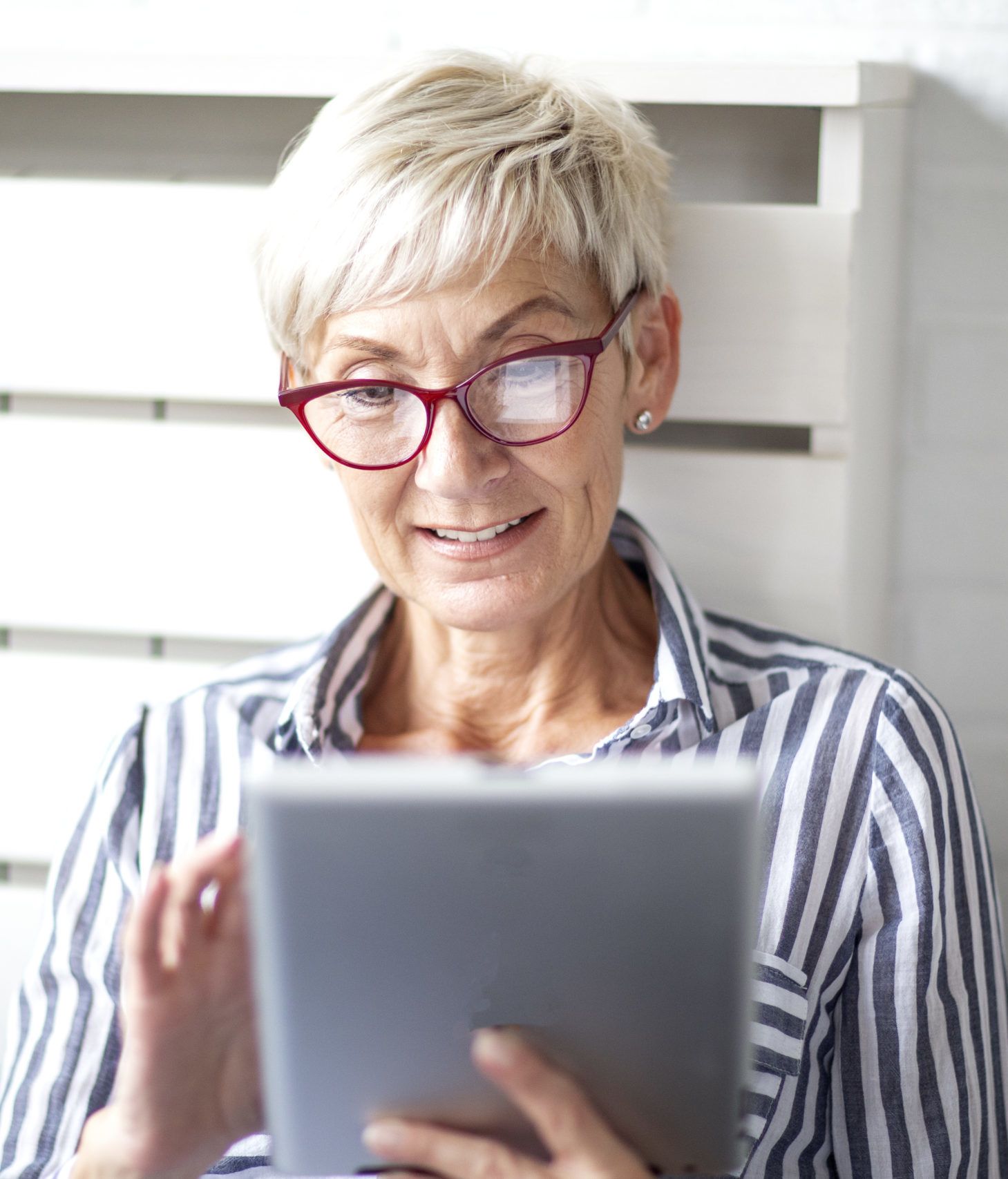 woman with tablet